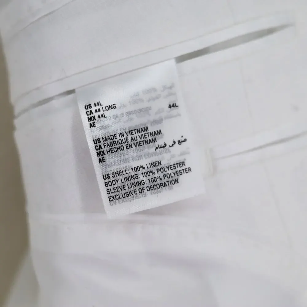 Bar III Men's White Linen Summer Casual Slim-Fit Formal Suit Jacket Size 44L